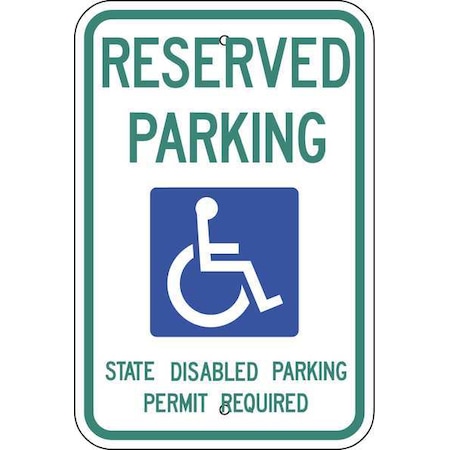 Zing Handicap Parking Sign, 12" W, 18" H, English, Aluminum 2706
