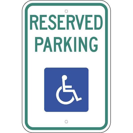 Zing Handicap Parking Sign, 18" W, 24" H, English, Aluminum 2707