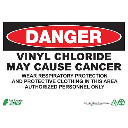Zing Danger Sign, 10 in H, 14 in W, Plastic, Rectangle, English, 2673 2673
