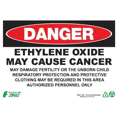 Zing Danger Sign, 10 in H, 14 in W, Rectangle, English, 2676A 2676A