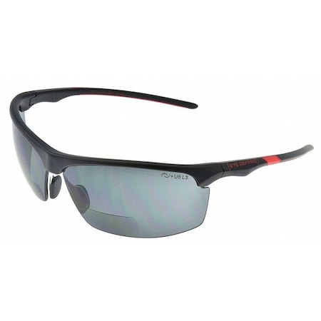 Eyedefend Reader Safety Glasses, Black Wraparound Frame, +3.0 Diopter, Gray Lens, Anti-Reflective Coating XYL+150P