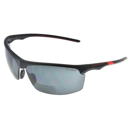Eyedefend Reader Safety Glasses, Black Wraparound Frame, +1.25 Diopter, Gray Lens, Anti-Reflective Coating XYL+125P