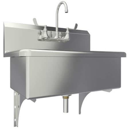 Sani-Lav Scrub Sink 28 in x 16 1/2 in, 1, 2, Wall Mount, 14 ga. 304 Stainless Steel 532F