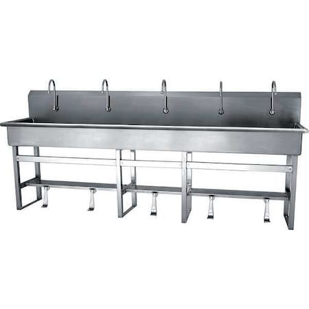 Sani-Lav Floor Mount, 5 Hole, Single Foot Pedal, Silver, Wash Station 510F1