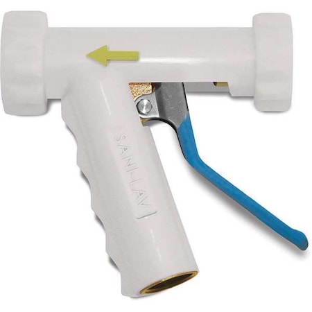 Sani-Lav Pistol Grip Spray Nozzle, 3/4" Female, 150 psi, 8.9 gpm, White N8W