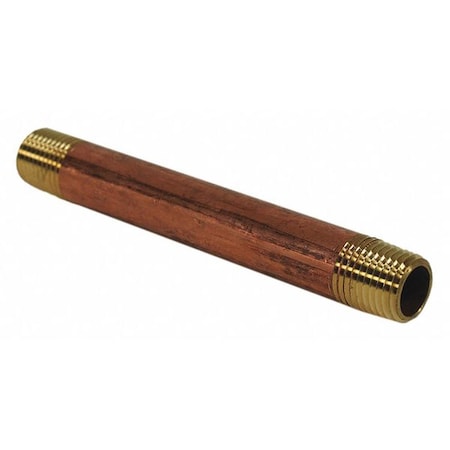 Jones Stephens Red Brass Pipe Nippl, No Lead, 1/2"x2 1/2", Basic Pipe Fitting Material: Metal N23004