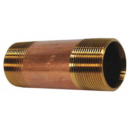Jones Stephens Red Brass Pipe Nipple, No Lead, 1 1/2"X6" N28010