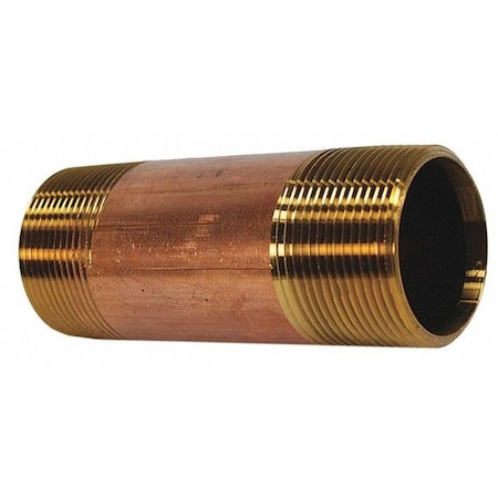 Jones Stephens Red Brass Pipe Nipple, Lead Free, 2"x4" N29006