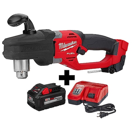 Milwaukee Tool M18 FUEL HOLE HAWG 1/2" Right Angle Drill + M18 HIGH OUTPUT XC8.0 Starter Kit 2807-20, 48-59-1880