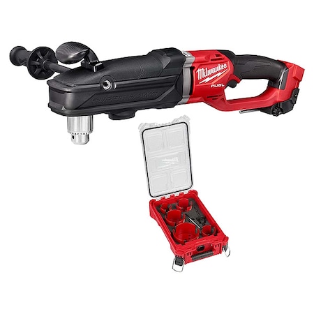 Milwaukee Tool 9 PC BIG HAWG w/ Hole Saw Kit, PACKOUT Organizer + M18 FUEL SUPER HAWG 1/2" Right Angle Drill 2809-20, 49-56-9295