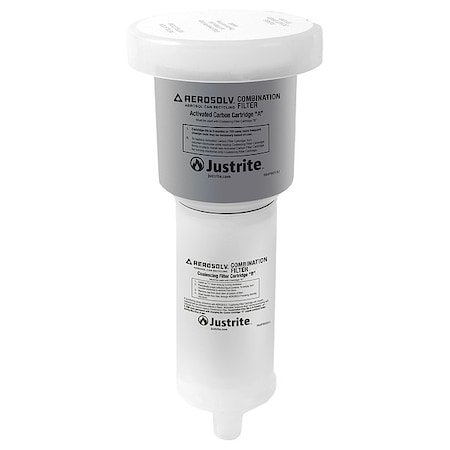 JUSTRITE Aerosolv Coalescing/Carbon Filter, Deluxe/Standard 28197