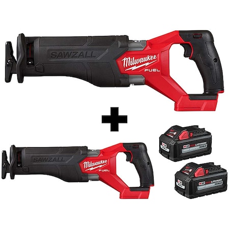 Milwaukee Tool M18 FUEL SAWZALL Recip Saws (2 Included) + M18 HIGH OUTPUT XC6.0 Batteries (2 Pk) 2821-20, 2821-20, 48-11-1862
