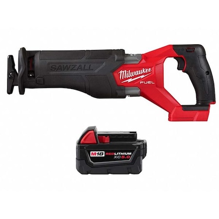 Milwaukee Tool M18 FUEL SAWZALL Recip Saw + M18 XC5.0 Battery 2821-20, 48-11-1850