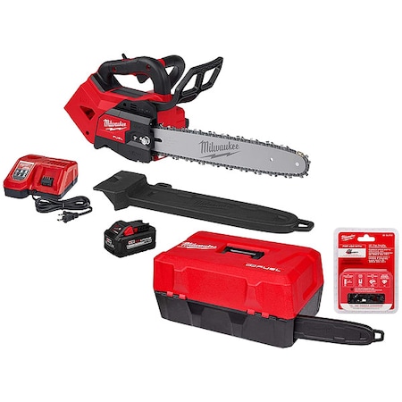 Milwaukee Tool 14 in L Cordless Chainsaw, Case and Chain, Not Applicable, 18 V DC, 8.0Ah, Battery Included 2826-21T, 49-16-2744, 49-16-2746