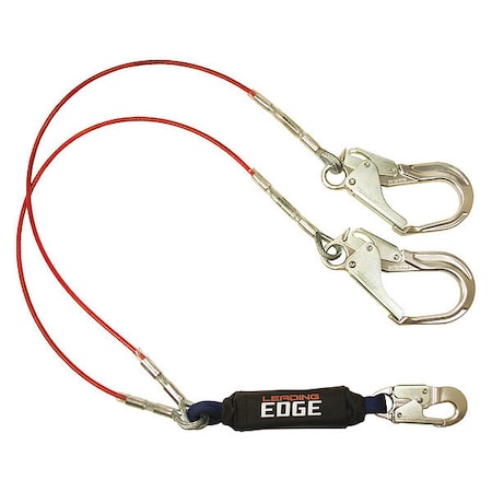 Falltech Shock Absorbing Lanyard, 6 ft. Length, Snap Hook, Aluminum, 2 Leg(s), 310 lb. Weight Capacity 8354LEY3A