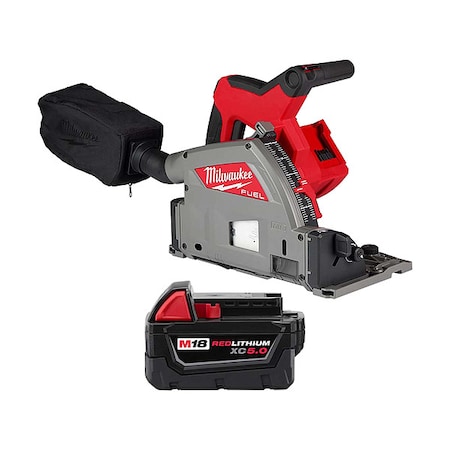Milwaukee Tool M18 FUEL 6-1/2 in Plunge Track Saw + M18 XC5.0 Battery 2831-20, 48-11-1850