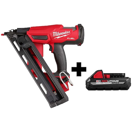 Milwaukee Tool M18 FUEL 15 Gauge Finish Nailer + M18 HIGH OUTPUT CP3.0 Battery 2839-20, 48-11-1835