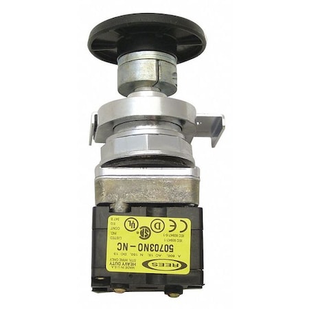 Rees Push Button w/1 NO/1 NC Cntct, 30.5mm, Blk 40102101