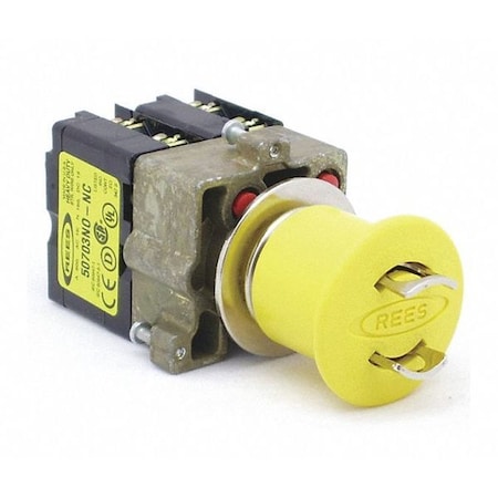 Rees Lockable Push Button w/2C, 22mm, Yllw 22102124