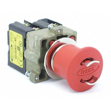 Rees Lockable Psh Button w/1 NO/2 NC, 22mm, Red 22102142