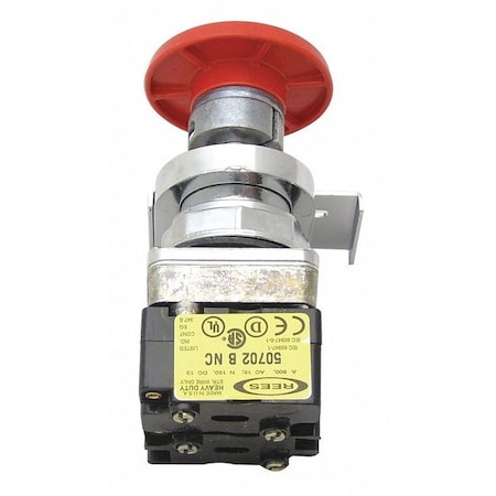 Rees Push Button w/1 NO/1 NC Cntct, 30.5mm, Red 40102112