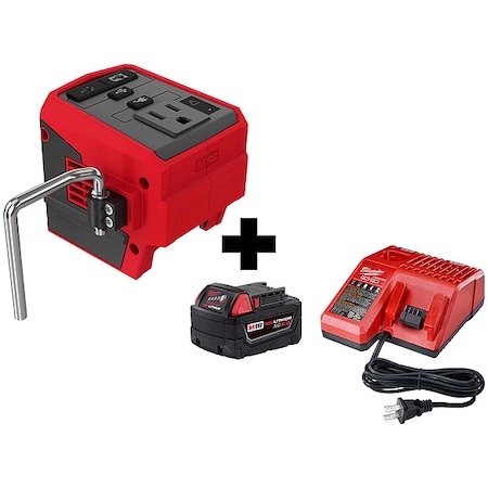 Milwaukee Tool M18 TOP-OFF 175W Power Supply, with M18 REDLITHIUM XC5.0 Battery / Charger Kit 2846-20, 48-59-1850