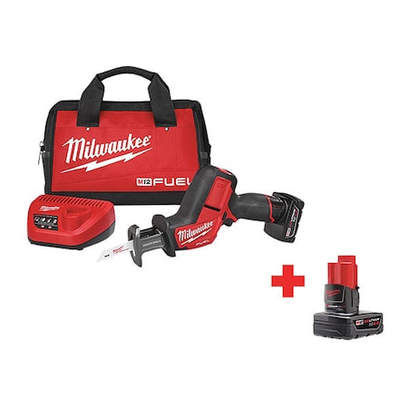 Milwaukee Tool M12 FUEL HACKZALL Recip Saw Kit + M12 XC6.0 Battery 2520-21XC, 48-11-2460