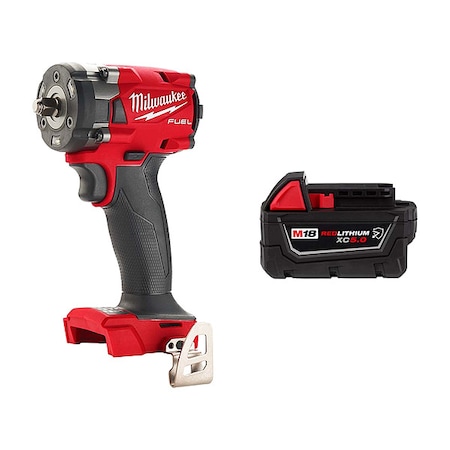 Milwaukee Tool M18 FUEL 3/8" Compact Impact Wrench w/ Friction Ring + M18 XC5.0 Resistant Battery 2854-20, 48-11-1850R