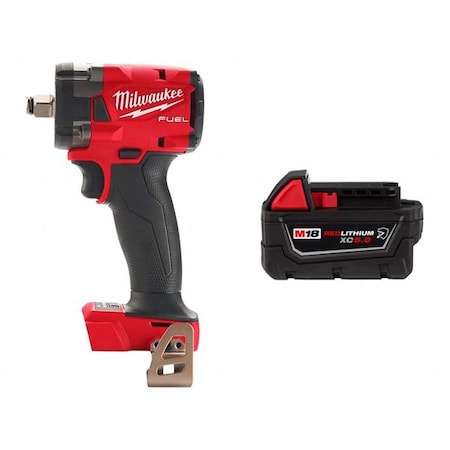 Milwaukee Tool M18 FUEL 1/2" Compact Impact Wrench w/ Friction Ring + M18 XC5.0 Resistant Battery 2855-20, 48-11-1850R