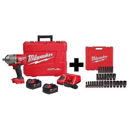 Milwaukee Tool M18 ONE-KEY 1/2" HTIW + 29PC Socket Set 2862-22R,49-66-7016