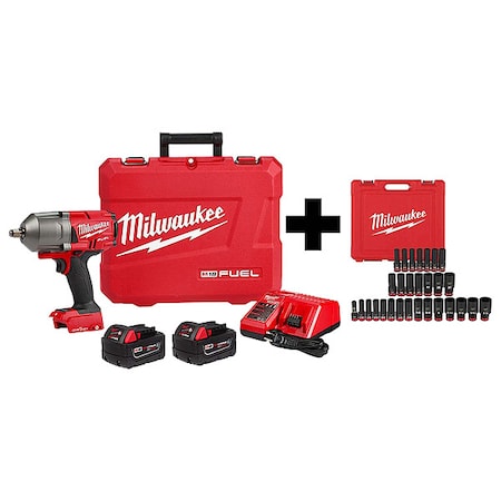 Milwaukee Tool 29PC SHOCKWAVE Impact Duty 1/2" Drive 6-Point Socket Set + M18 ONE-KEY 1/2" HTIW 2863-22R,49-66-7016