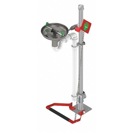 Hughes Safety Showers Plumbed Eyewash, Floor Mount, Plumbed, 45 1/2 in H., 12 5/12 in W 85GSP