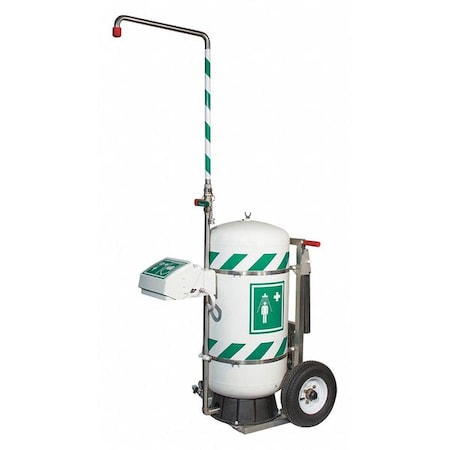 Hughes Safety Showers Portable Shower, 91 in H, Acrylic-Capped ABS Plastic Bowl, Green, White 40K45G