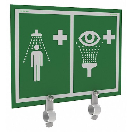 Hughes Safety Showers Shower and Eyewash Sign with Brackets, Aluminum, 10 in W x 12 in H ES-BRAC-SIGN-UN