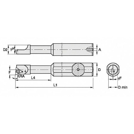 WIDIA Indexable Boring Bar, QSBI375750155R, 4 in L, High Speed Steel, Triangle Insert Shape QSBI375750155R