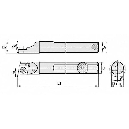 Widia Indexable Boring Bar, CCMI25040R, 4 in L, Carbide, 80 Degrees  Diamond Insert Shape 2831838
