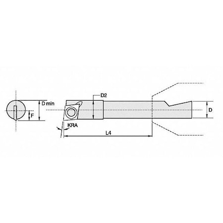 Widia Indexable Boring Bar, ABC500R, 1.0500 in L, Carbide, 80 Degrees  Diamond Insert Shape ABC500R