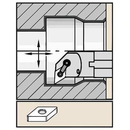 Widia Indexable Boring Bar, A24UMDUNR4, 14 in L, High Speed Steel, 55 Degrees  Diamond Insert Shape A24UMDUNR4