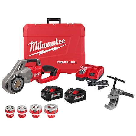 MILWAUKEE TOOL M18 FUEL Compact Pipe Threader with ONE-KEY Kit with 1/2 in. - 1-1/4 in. Compact NPT Forged Aluminum Die Heads 2870-22