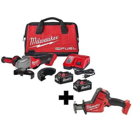 Milwaukee Tool M18 FUEL HACKZALL + M18 FUEL 4-1/2" / 5" Braking Grinder Kit 2880-22, 2719-20