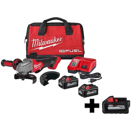 Milwaukee Tool M18 FUEL 4-1/2" / 5" Braking Grinder Kit + M18 HIGH OUTPUT XC6.0 Battery 2880-22, 48-11-1865