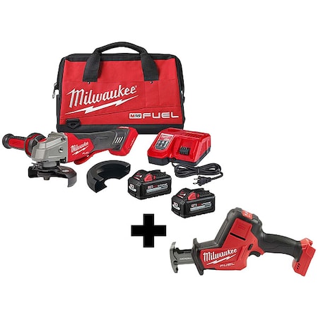 Milwaukee Tool M18 FUEL HACKZALL + M18 FUEL 4-1/2" / 5" Braking Grinder w/ ONE-KEY 2882-22, 2719-20