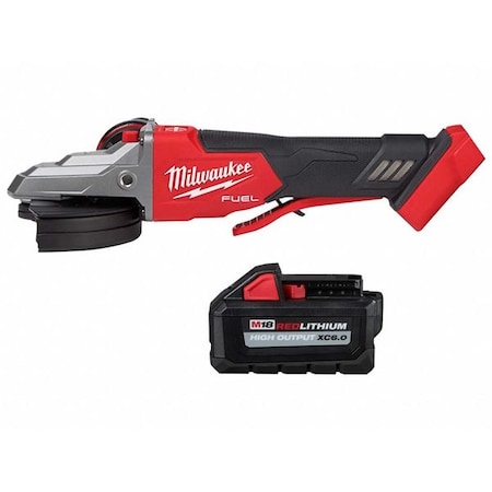 Milwaukee Tool M18 FUEL 5" Flathead Braking Grinder, Paddle Switch No-Lock + M18 HIGH OUTPUT XC6.0 Battery Pack 2886-20, 48-11-1865