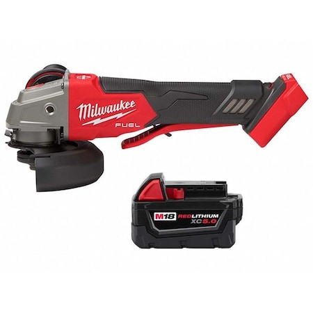 Milwaukee Tool M18 FUEL 4-1/2" / 5" Variable Speed Braking Grinder, Paddle Switch No-Lock + M18 XC5.0 Battery 2888-20, 48-11-1850