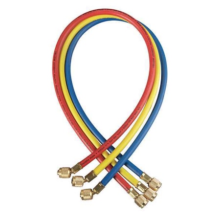 Yellow Jacket 21983 Manifold Hose Set, 36 In, Red, Yellow, Blue