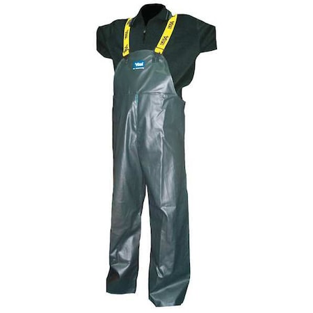 Viking Rain Bib Pants, Polyester, PVC, 31 1/2 in Inseam, Green, Size M 4110P-M