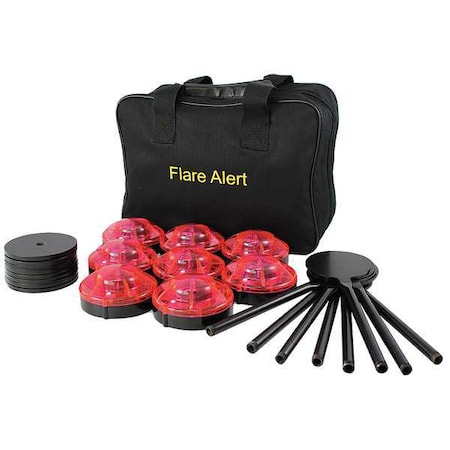 Flarealert LED Road Flare Kit, Red, 120 FPM, Magnetic Base B8RB2FULL