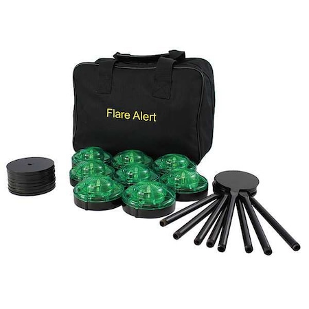 Flarealert LED Road Flare Kit, Green, 120 FPM, Magnetic Base B8GBP2FULL