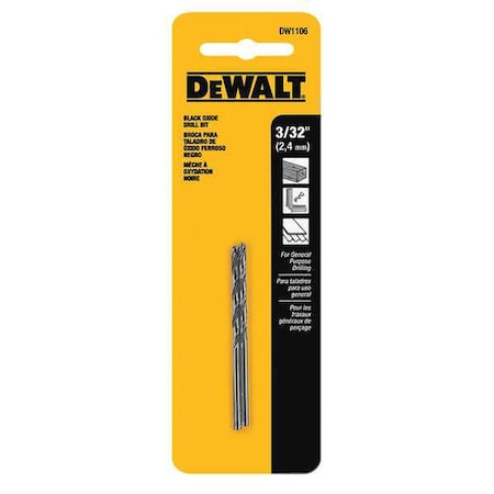 Dewalt 3/32" Black Oxide Split Point Drill Bit (2-Pack) DW1106