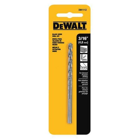 DEWALT 3/16" Black Oxide Split Point Drill Bit DW1112